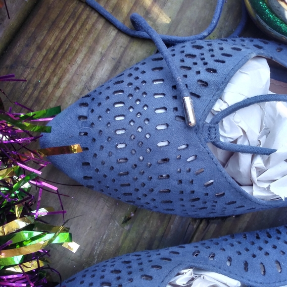 Tie up blue flats by REPORT - Picture 4 of 5